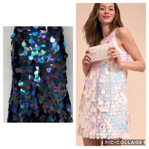 Aidan Mattox embellished sleeveless fish scale short dress